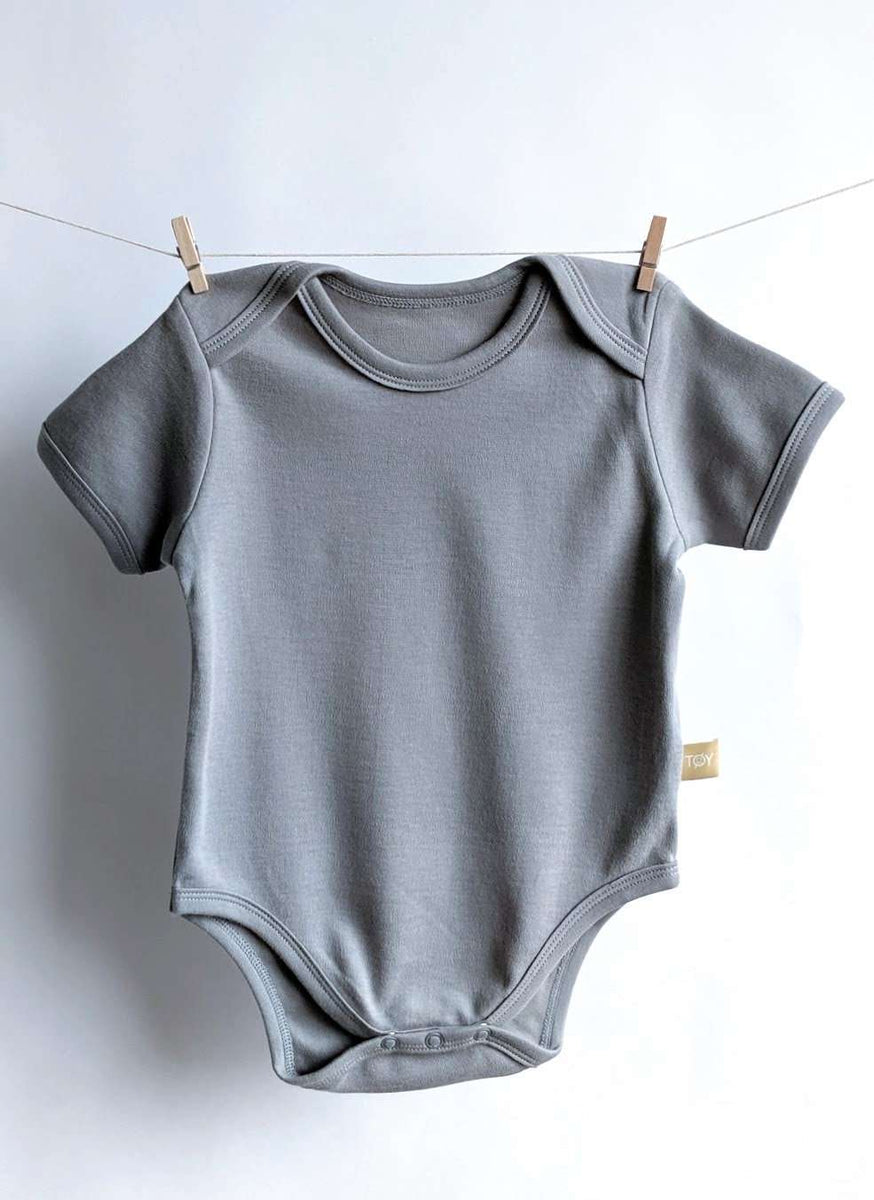 Short Sleeve Baby Bodysuit Neutral Grey T Y Baby Clothes