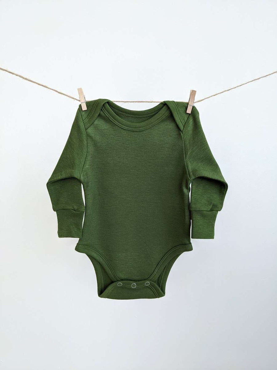 Long Sleeve Baby Bodysuit: Forest Green