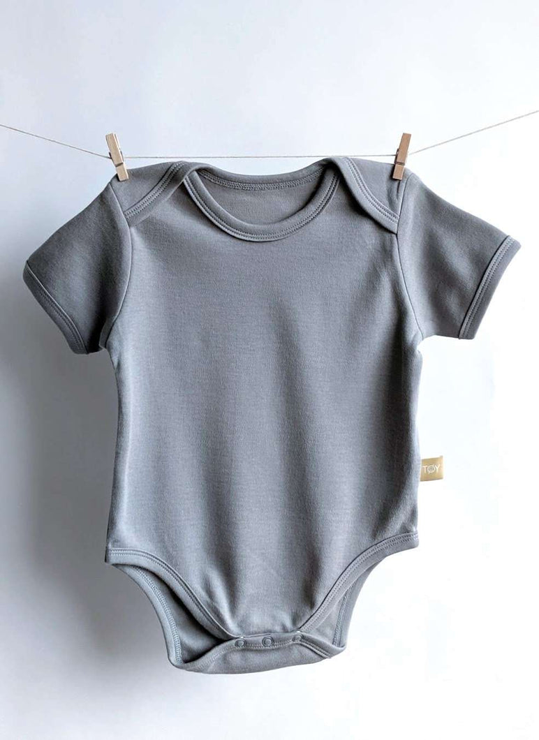 Short Sleeve Baby Bodysuit: Neutral Grey