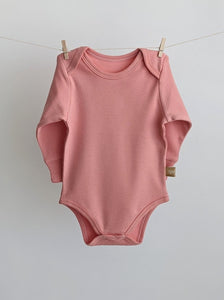 Long Sleeve Baby Bodysuit: Salmon Pink