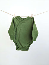 Load image into Gallery viewer, Long Sleeve Kimono Baby Bodysuit: Forest Green