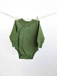 Long Sleeve Kimono Baby Bodysuit: Forest Green