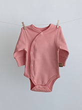 Load image into Gallery viewer, Long Sleeve Kimono Baby Bodysuit: Salmon Pink