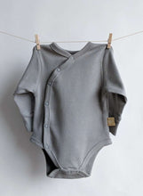 Load image into Gallery viewer, Long Sleeve Kimono Baby Bodysuit: Neutral Grey