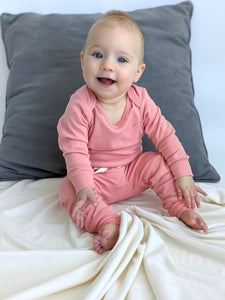 Long Sleeve Baby Bodysuit Salmon Pink