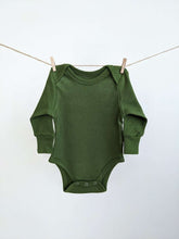 Load image into Gallery viewer, Organic long sleeve bodysuit forest green