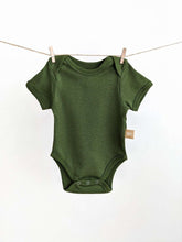 Load image into Gallery viewer, Short Sleeve Baby Bodysuit: Forest Green