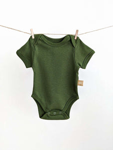 Short Sleeve Baby Bodysuit: Forest Green